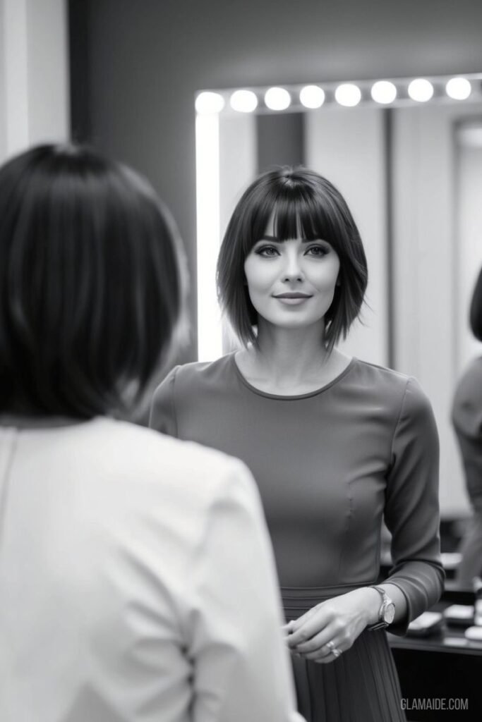 Choppy Layers with Arched Bangs