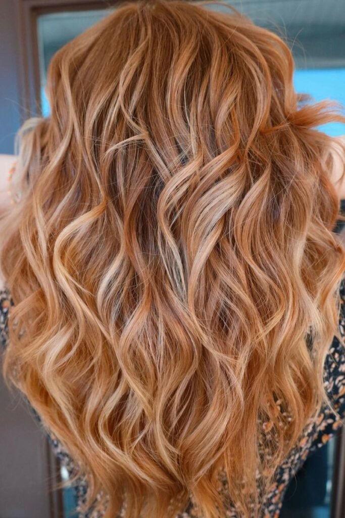 Copper Balayage with Loose Waves