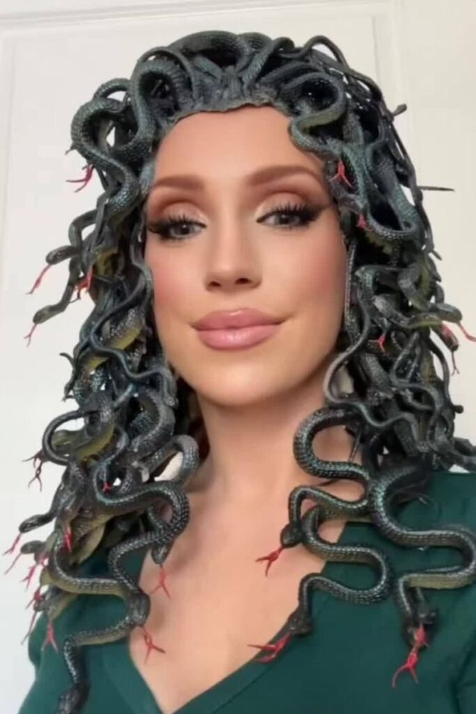 Full snake wig with realistic coiled serpents Medusa