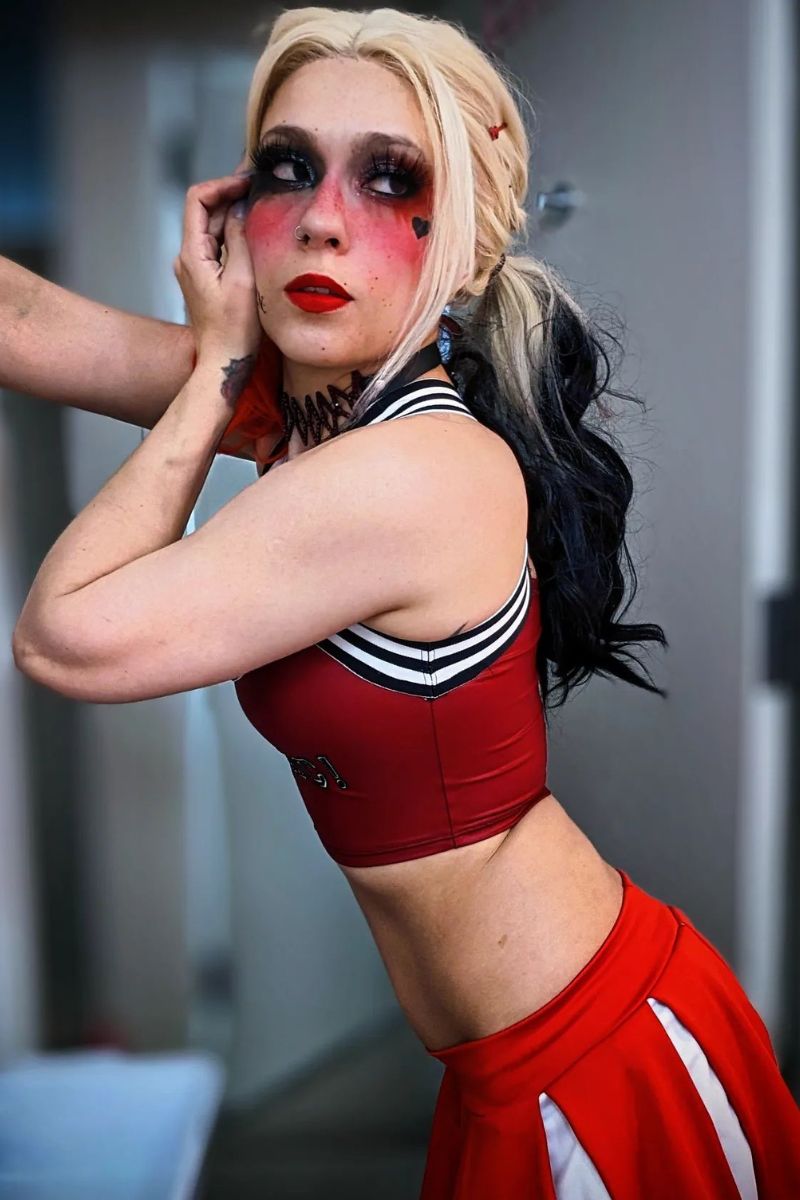 High pigtails with blonde base and dark contrasting tips