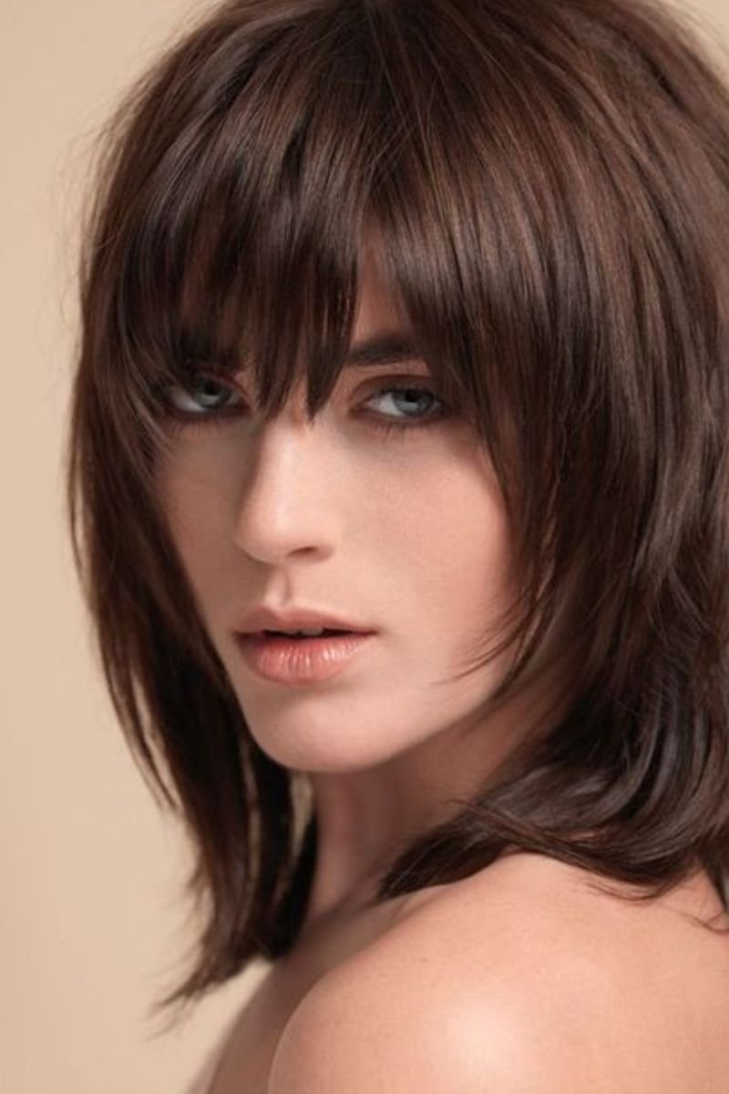 Layered Bob Shag with Blunt Bangs