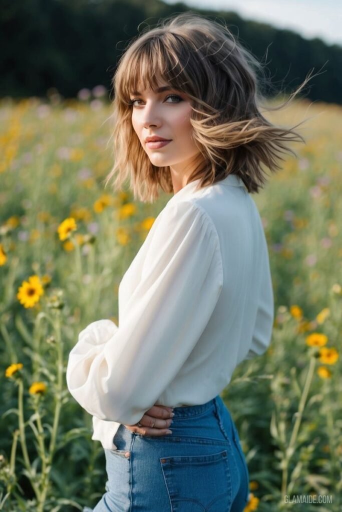 Messy Waves with Piecey Bangs