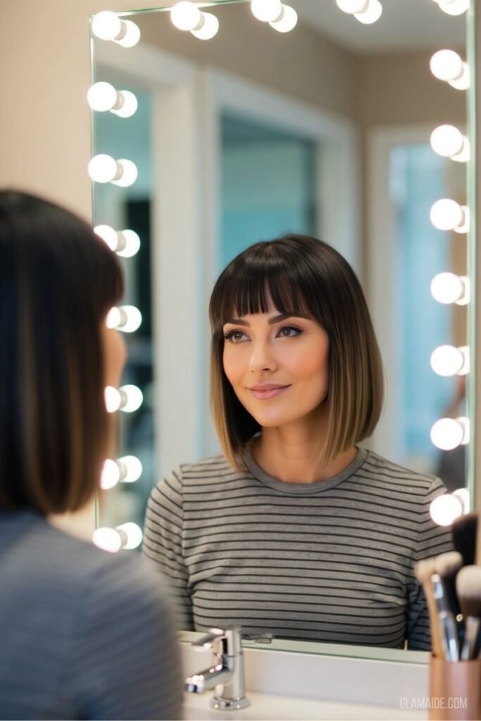 Mid-Length Bob with Razored Bangs