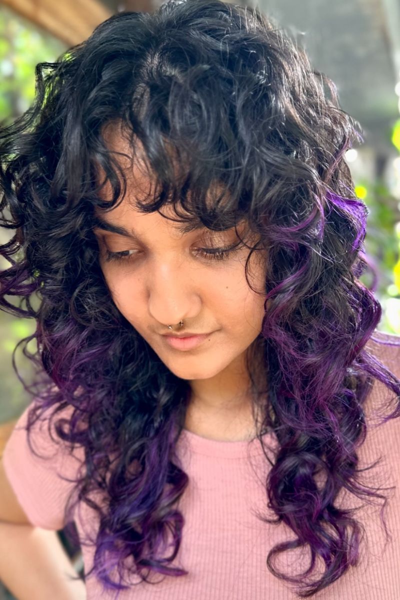 Shaggy wolf cut with purple vibes