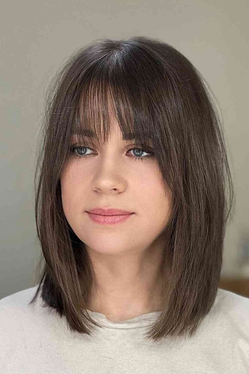 Soft Blunt Lob with bangs