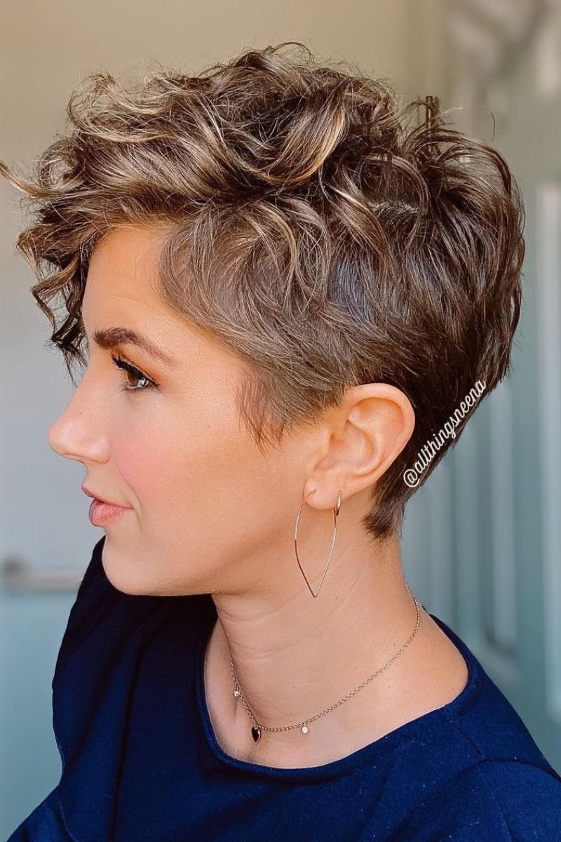 Transition Curls pixie cut