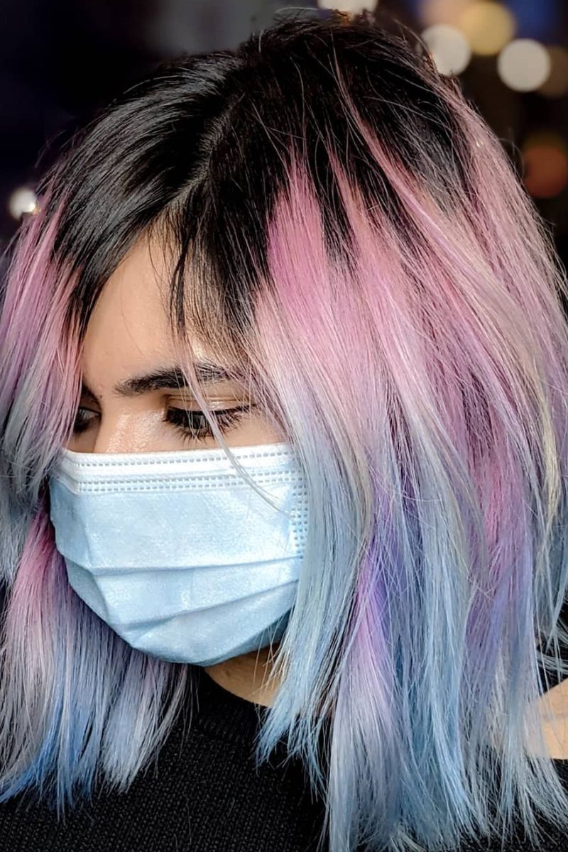 dark roots to vibrant pink, purple, and blue hues