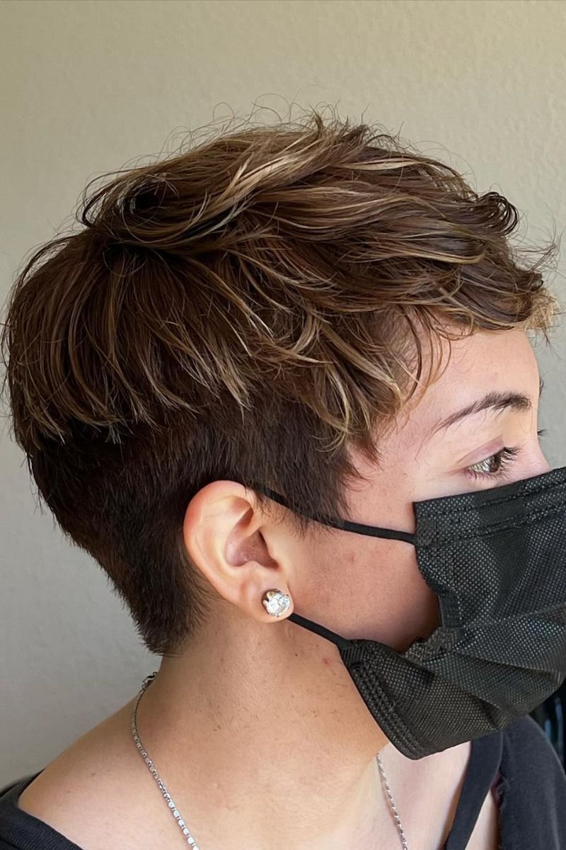 layered pixie cut with textured ends