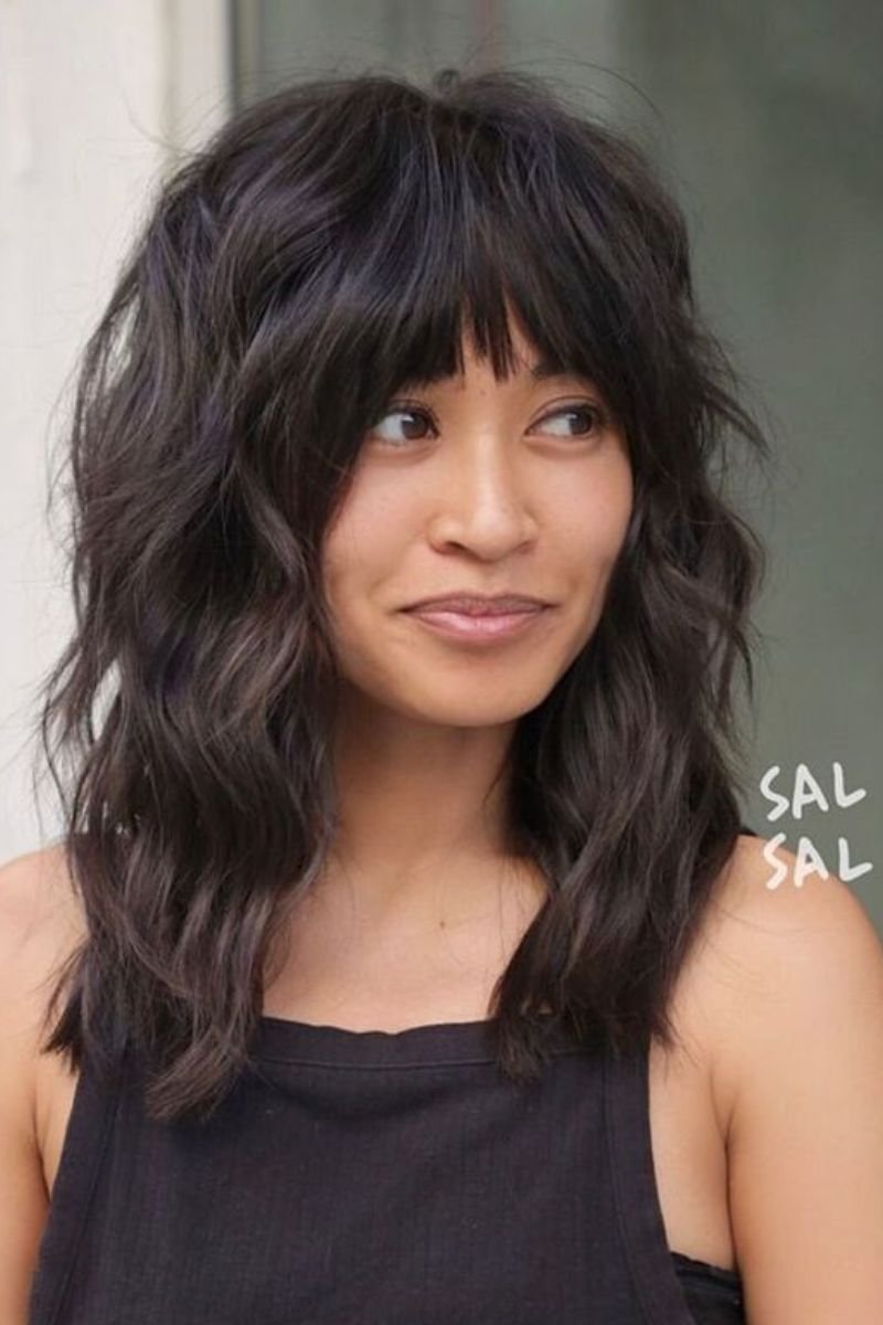 mid-length cut with cohesive layers and a slightly wispy fringe