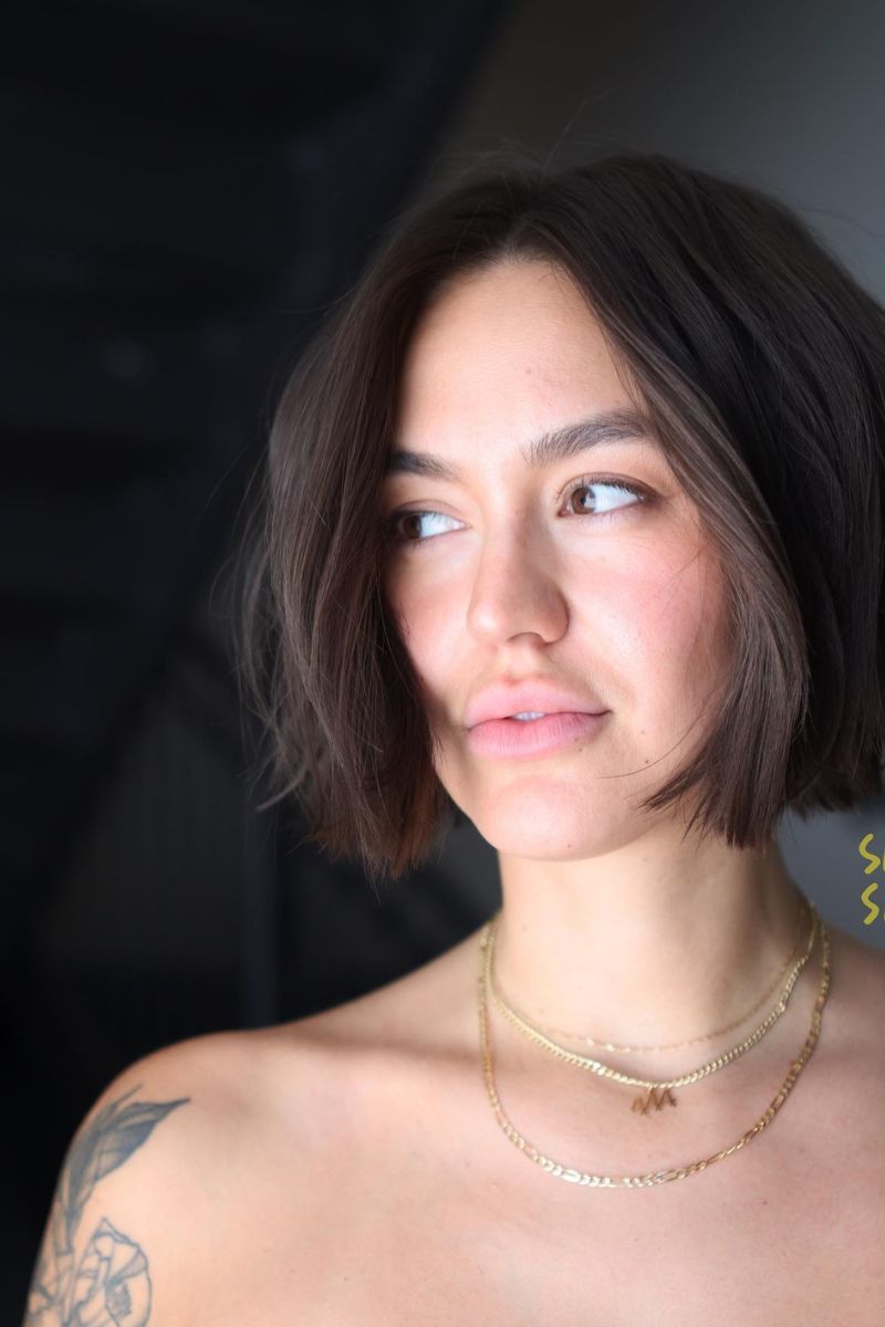 Chin-length bob with subtle layers