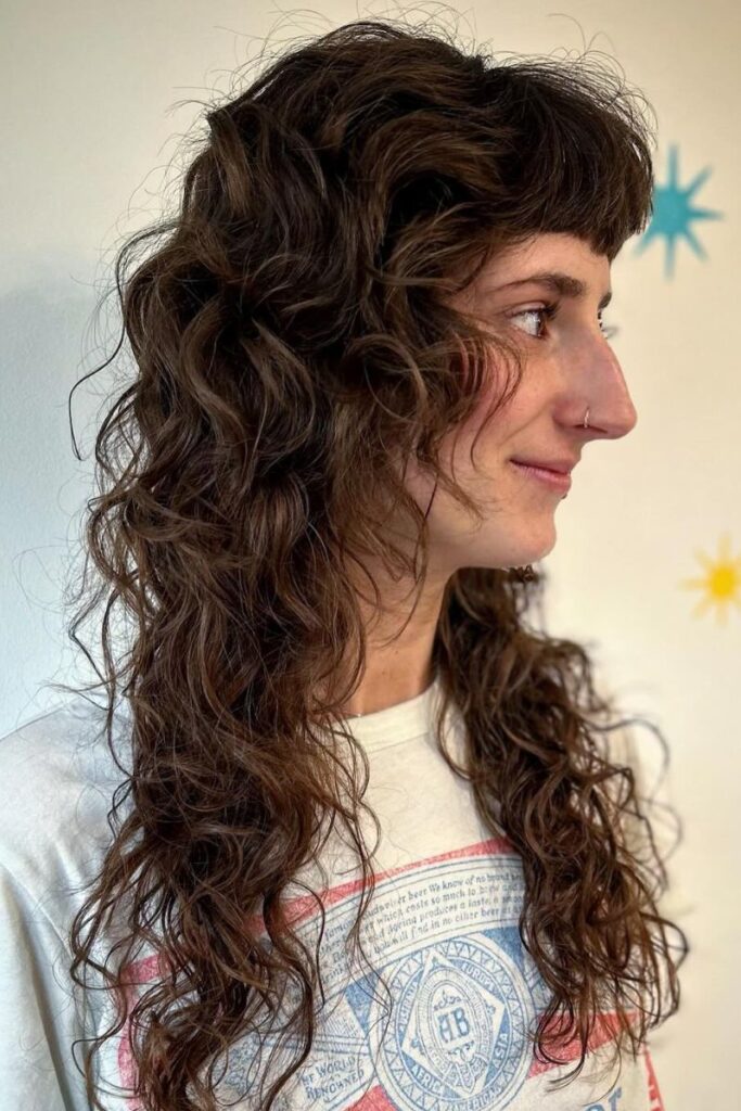 Curly Mullet Shag with Micro Fringe