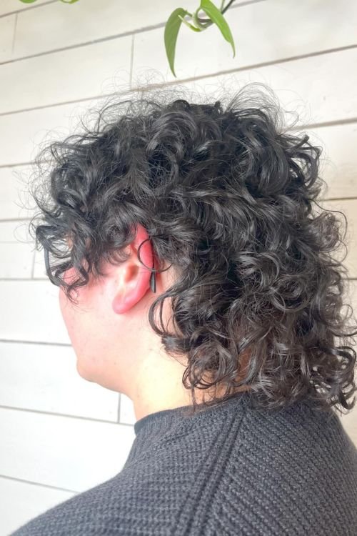 Curly wolf cut with layered curls and natural volume