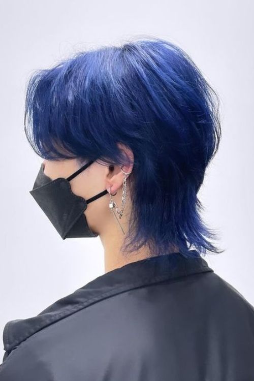 Layered Wolf Cut with Electric Blue Color