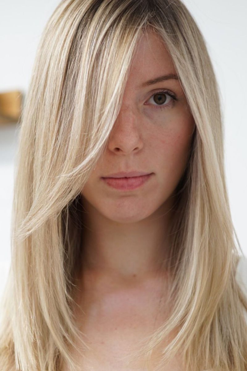 Long layers with side-swept bangs
