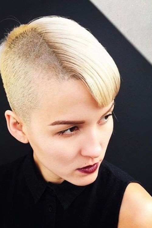 Platinum blonde side-shaved undercut with long top section