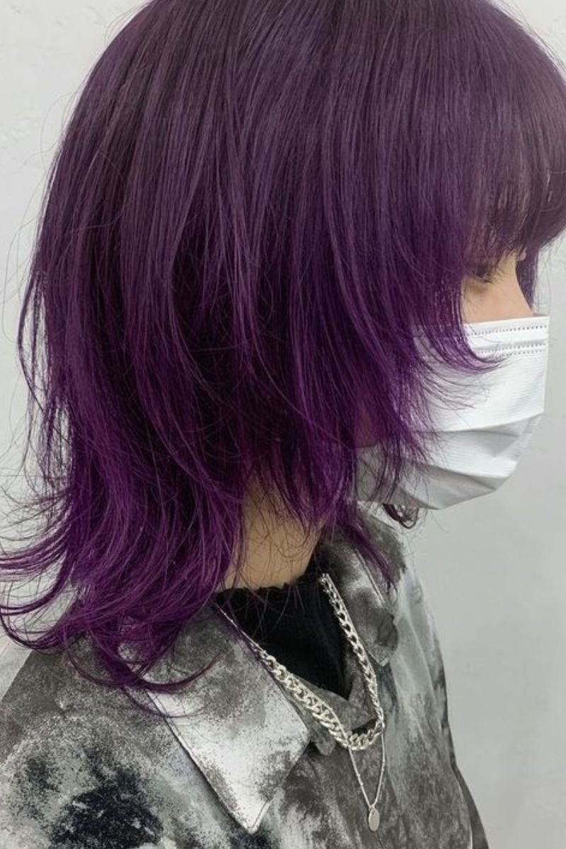 Purple highlighted wolf cut