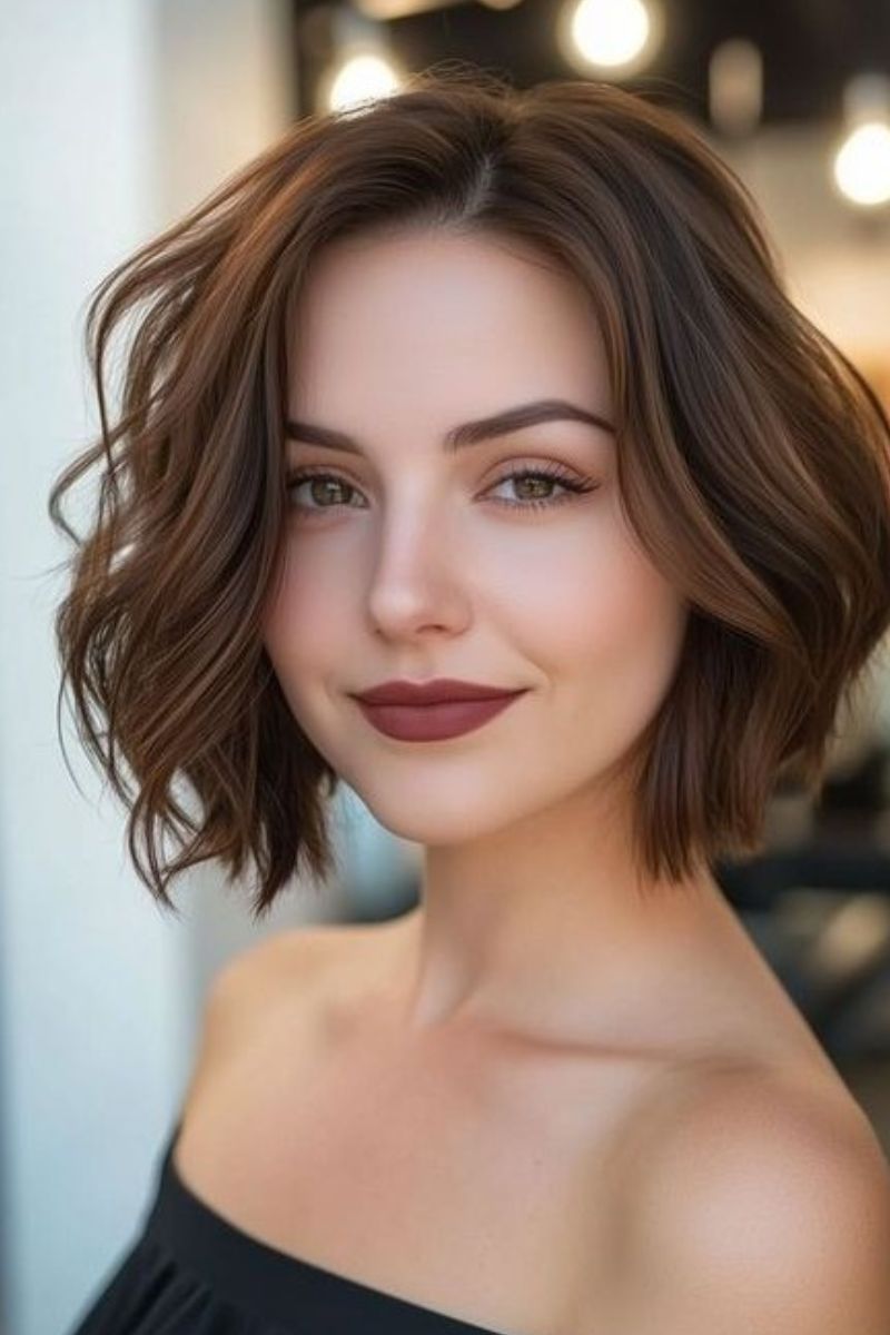Textured bob with soft waves