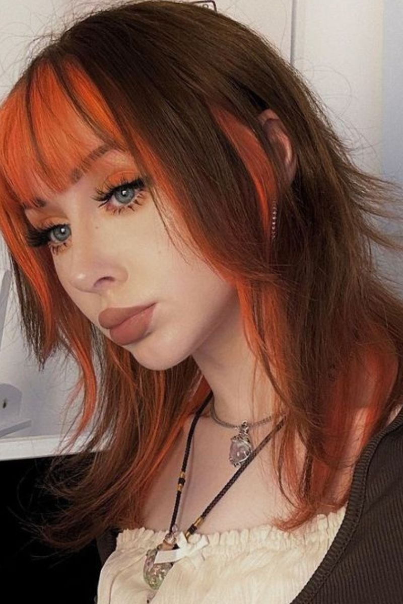 dark brown base with bold orange highlights