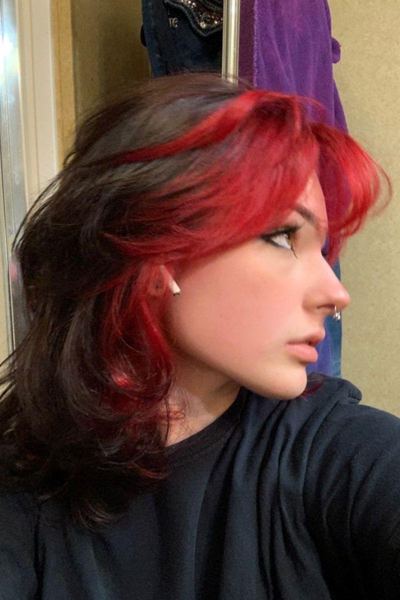 red highlights wolf cut
