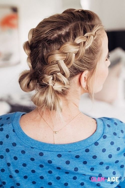 Boxer braids into low buns short hair