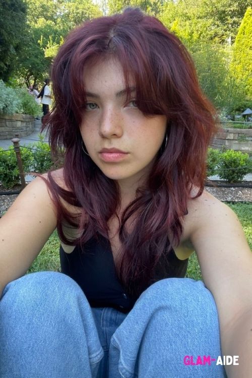 Butterfly wolf cut with rich red highlights