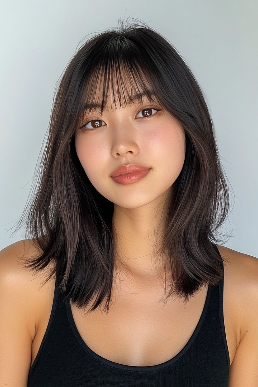 Chic Lob with Wispy Bangs