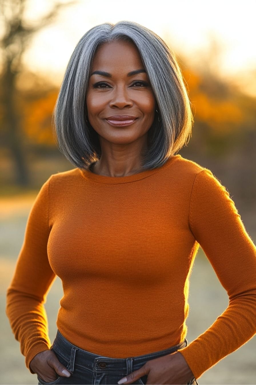 Choppy Grey Bob with Side Fringe