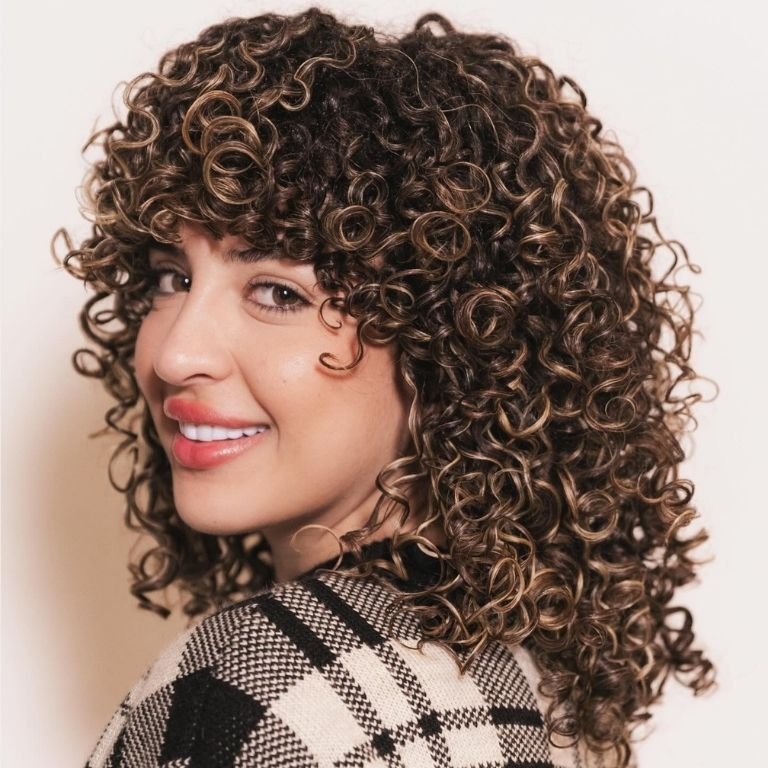 Curly Wavy Wolf Cut with Bangs