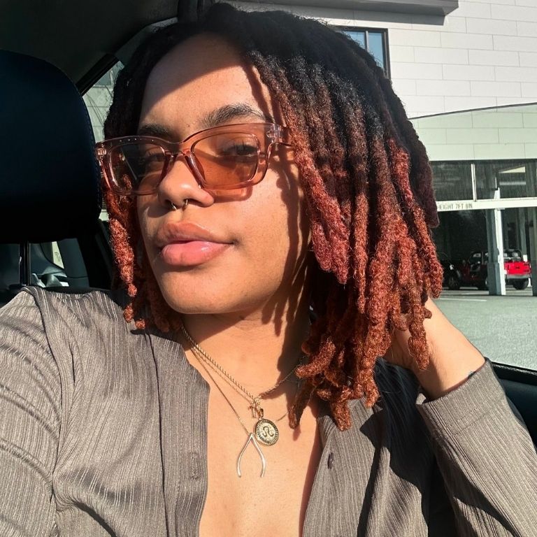 Fluffy Locs with Auburn Tips