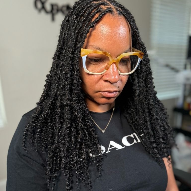 Fluffy Locs with Cornrow Accents
