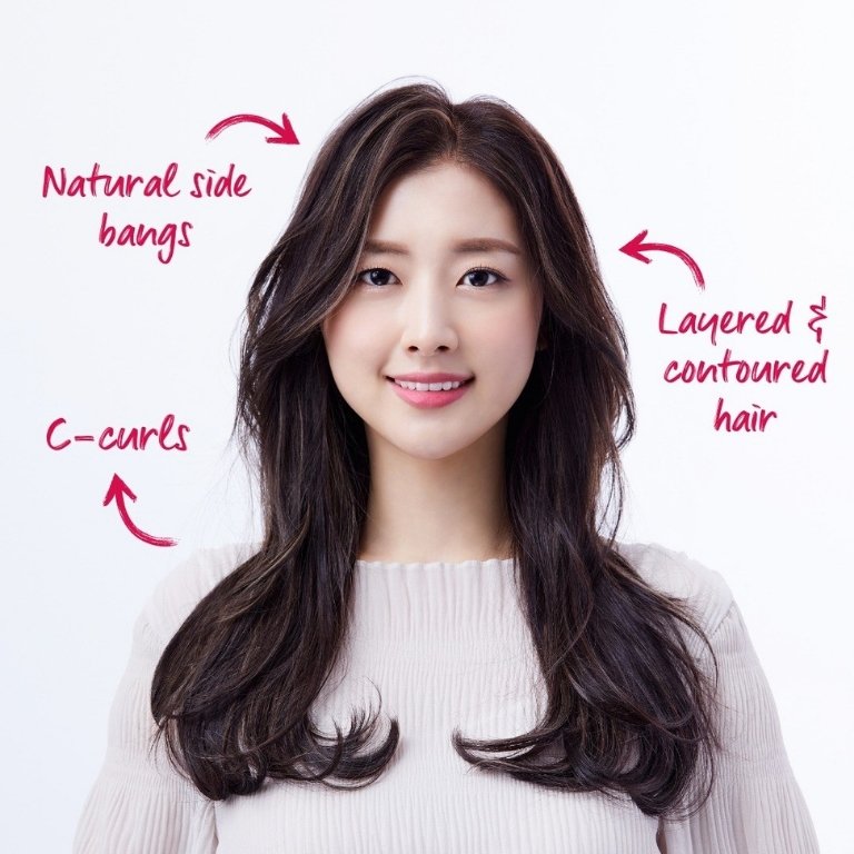 Layered C-Curl Hairstyle with Side Bangs