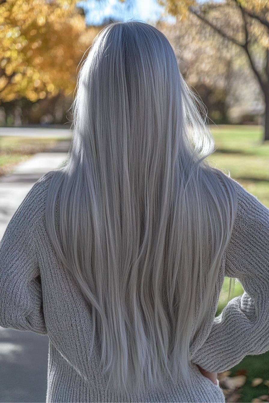 Long Straight Silver Hair