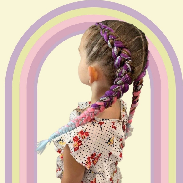 Rainbow Dutch Braids