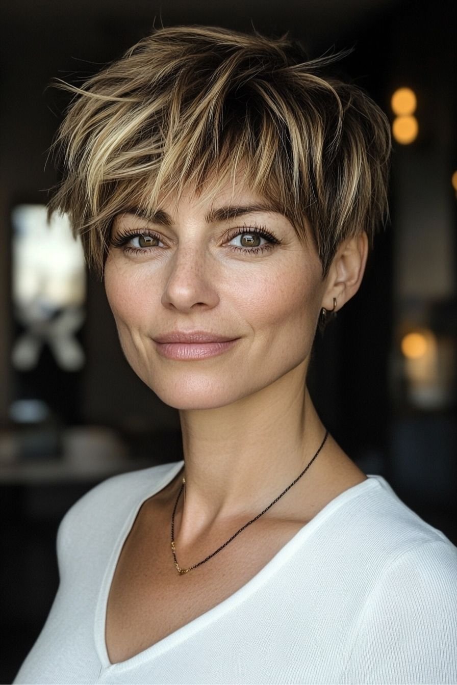 Short Pixie with Side-Swept Bangs