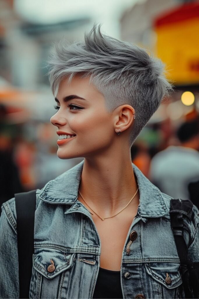 Short Silver Pixie Cut