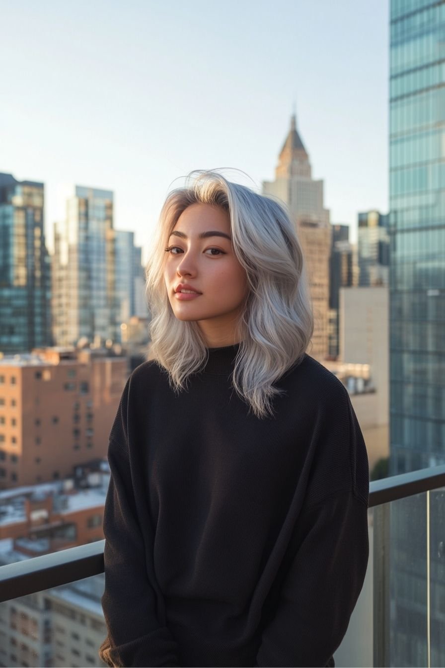 Silver Hair with Dark Roots