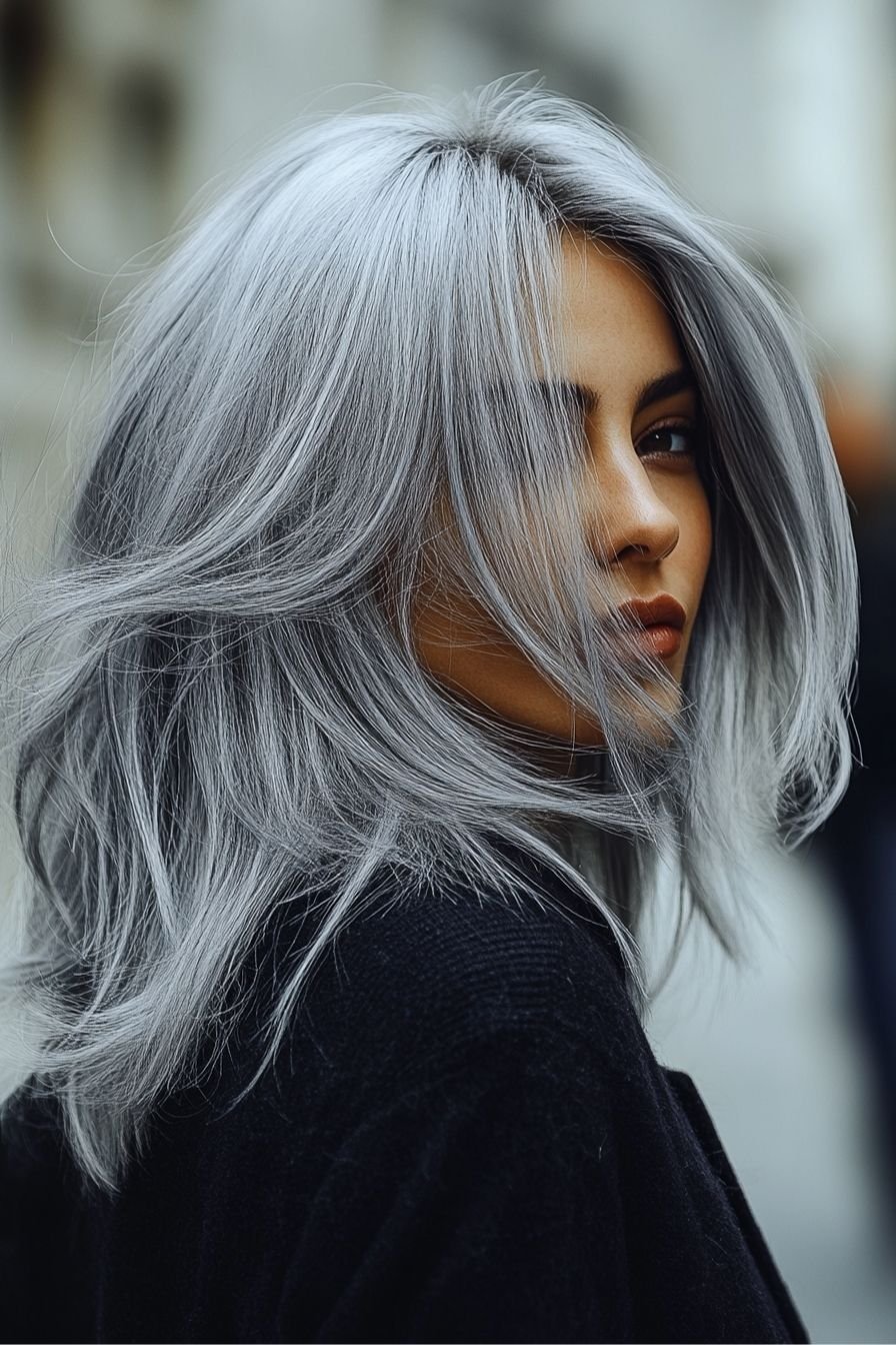 Silver Hair with Natural Texture