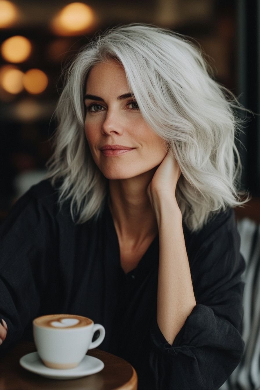 Silver Hair with Subtle Waves