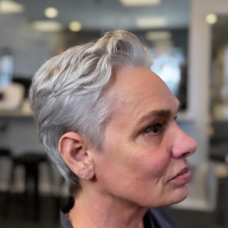 Sleek Silver Pixie Cut