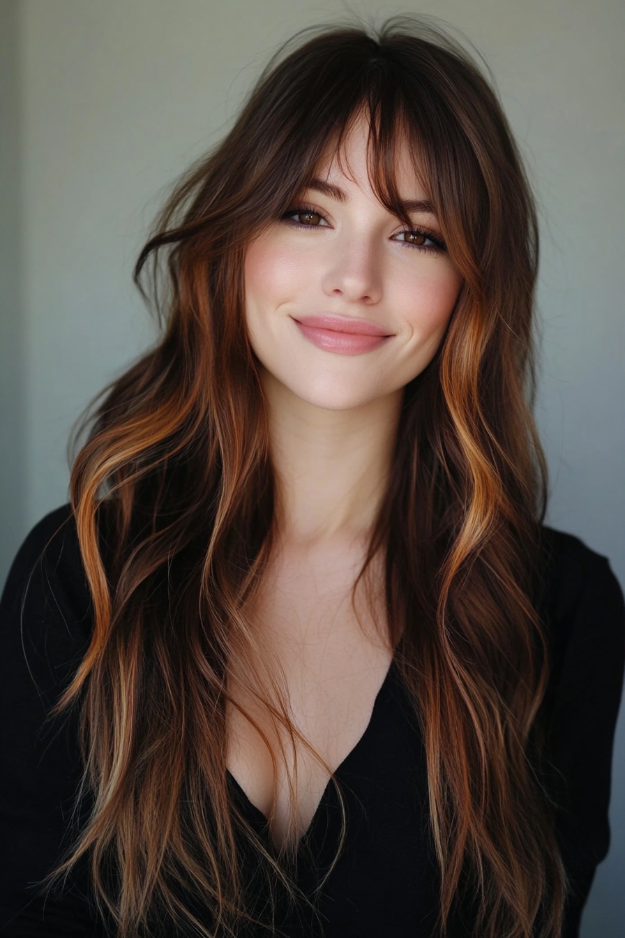 Long Tousled Layers with Wispy Bangs