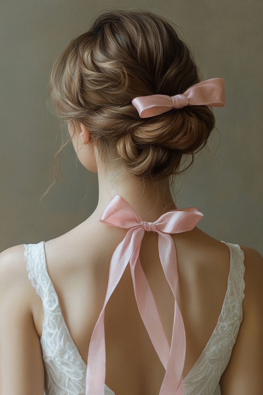12. Low Bun with Ribbon
